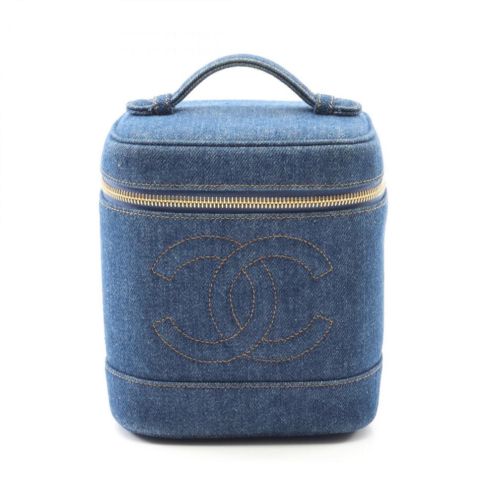 Chanel Coco Mark Handbag Denim Navy Blue